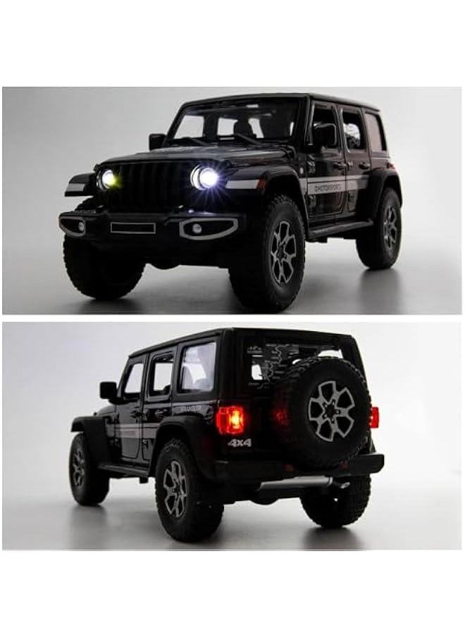 Off-Road 7 Door for Wrangler Diecast Toy Car Model, 1/22 Scale Metal Alloy Vehicle for Kids Boys Girls Adults, Doors Open, Light and Sound, Gifts Black