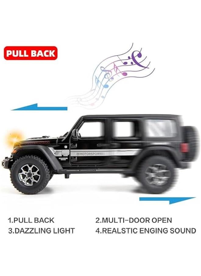 Off-Road 7 Door for Wrangler Diecast Toy Car Model, 1/22 Scale Metal Alloy Vehicle for Kids Boys Girls Adults, Doors Open, Light and Sound, Gifts Black