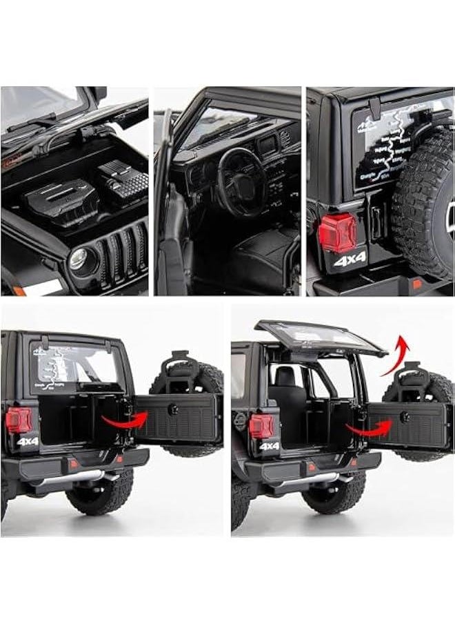 Off-Road 7 Door for Wrangler Diecast Toy Car Model, 1/22 Scale Metal Alloy Vehicle for Kids Boys Girls Adults, Doors Open, Light and Sound, Gifts Black