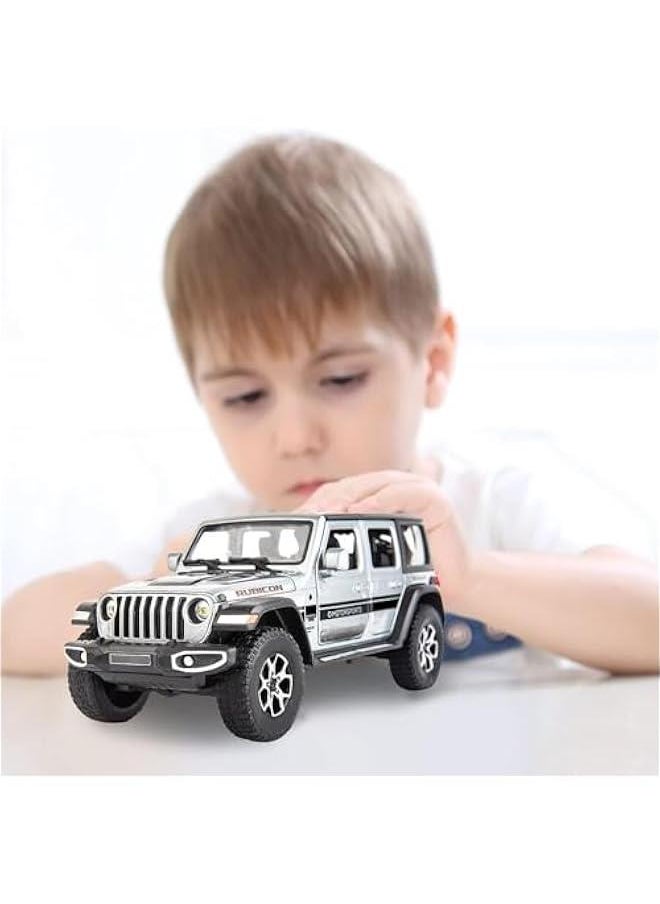 Off-Road 7 Door for Wrangler Diecast Toy Car Model, 1/22 Scale Metal Alloy Vehicle for Kids Boys Girls Adults, Doors Open, Light and Sound, Gifts Gray