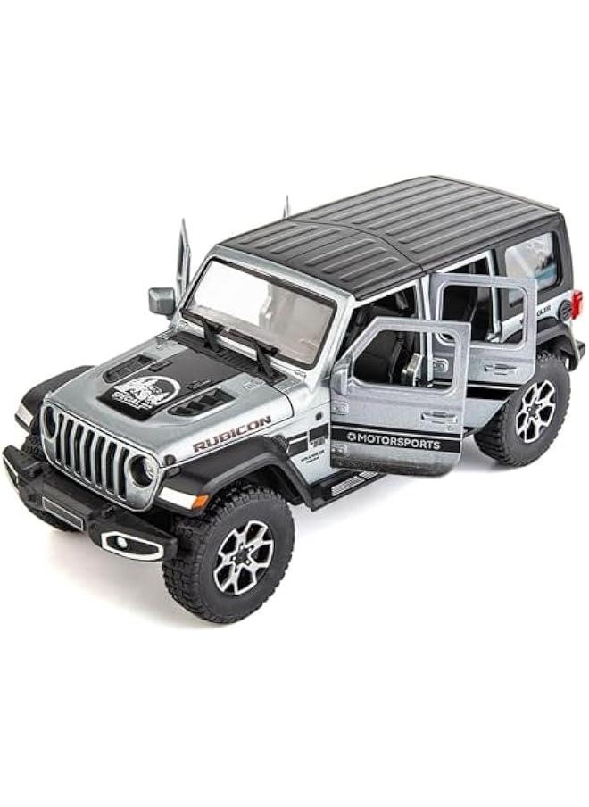 Off-Road 7 Door for Wrangler Diecast Toy Car Model, 1/22 Scale Metal Alloy Vehicle for Kids Boys Girls Adults, Doors Open, Light and Sound, Gifts Gray