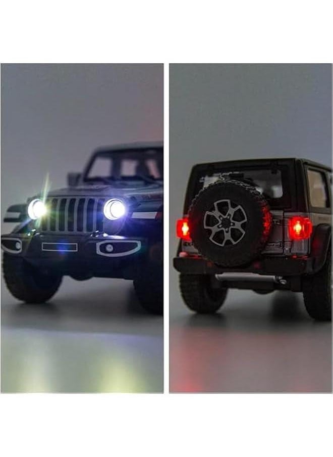 Off-Road 7 Door for Wrangler Diecast Toy Car Model, 1/22 Scale Metal Alloy Vehicle for Kids Boys Girls Adults, Doors Open, Light and Sound, Gifts Gray