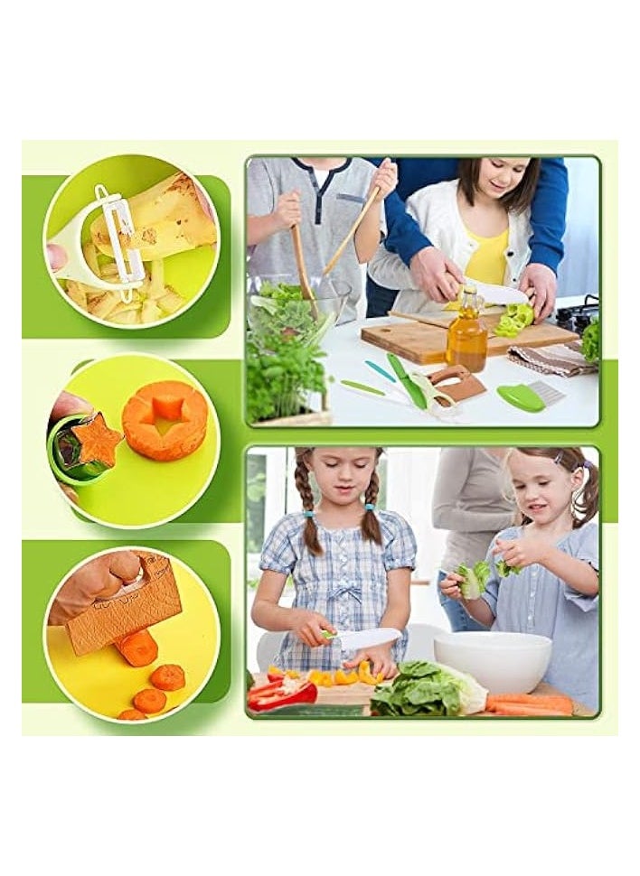 13 Pieces Kitchen Tools for Toddlers-Kids Cooking Sets Real-Toddler Safe Knives Set for Real Cooking with Plastic Toddler Safe Knives Crinkle Cutter