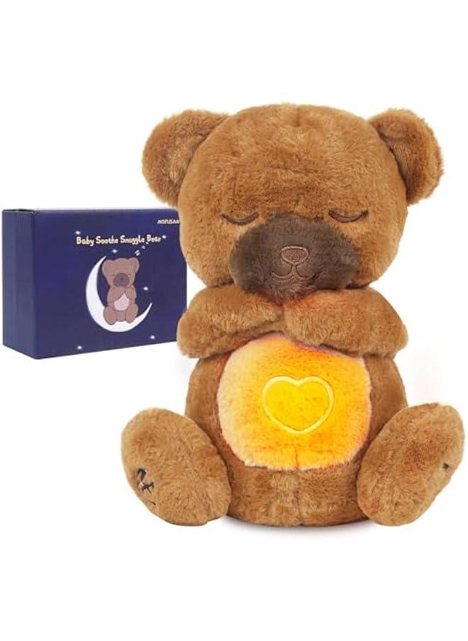 Soothe Snuggle Bear Plush, Soothing Breathing Bear Stuffed Animal for Anxiety Adults and Kids, Sleeping Bear Plushies with Realistic Breathing Motion and Lights Music (Bear)