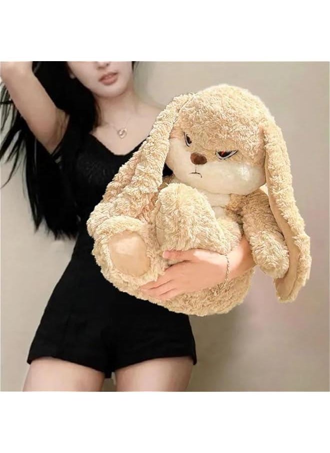 Angry Lop Eared Rabbit Plush,  Brown Bunny Stuffed Animal Cute Bunny Plush Toy Soft Kawaii Bunny plushie for Kids and Adults  Gifts