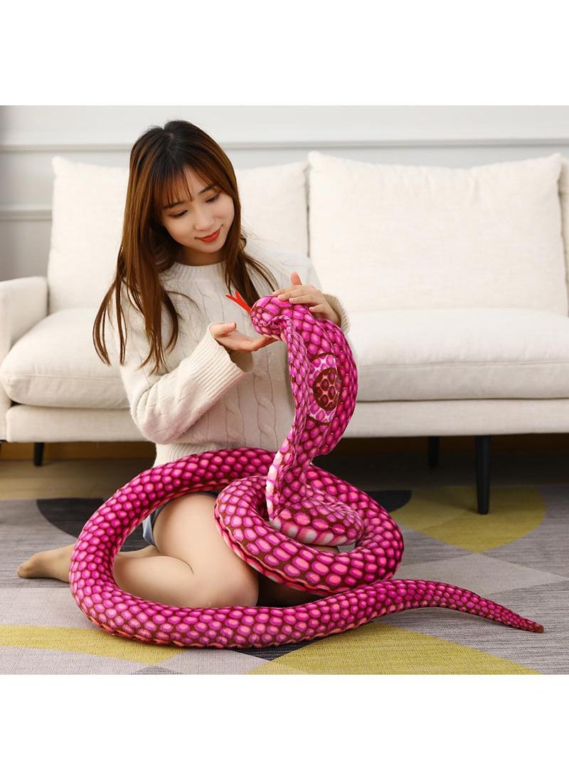 Excefore Realistic Wild Life Action Model Lifelike Snake Plush Toy Figurines Prank Props Stress Relif Toys Educational Toys Birthday Gift For Kids-仿真红花斑眼镜蛇200cm