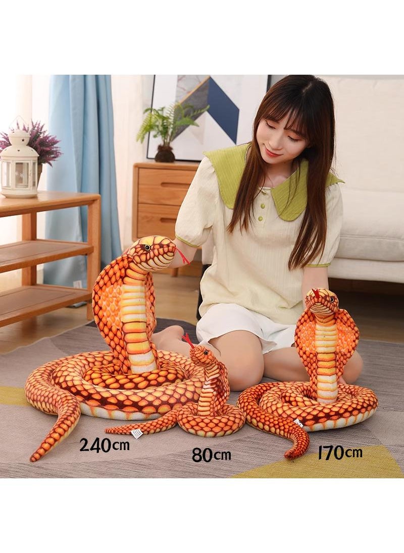 Excefore Realistic Wild Life Action Model Lifelike Snake Plush Toy Figurines Prank Props Stress Relif Toys Educational Toys Birthday Gift For Kids-仿真红花斑眼镜蛇200cm