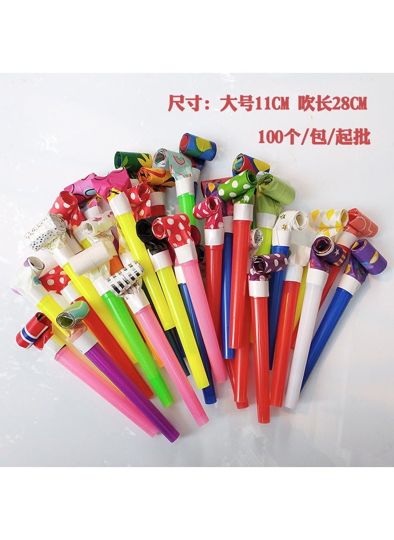 Jumbo Colorful Party Blowouts Whistles for Kids Large multicolored dragon blowing [single price, 1 pack to shoot 100]]