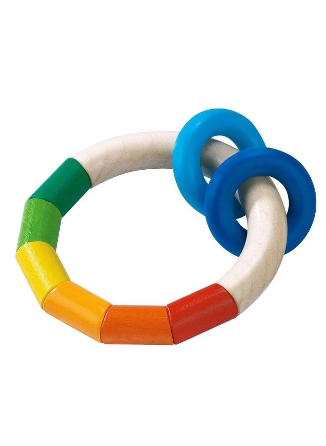 HABA Kringelring Wooden Clutching Toy Rattle with Plastic Rings (Made in Germany)