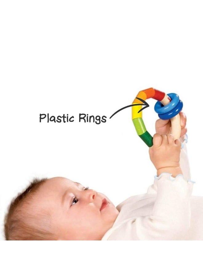 HABA Kringelring Wooden Clutching Toy Rattle with Plastic Rings (Made in Germany)