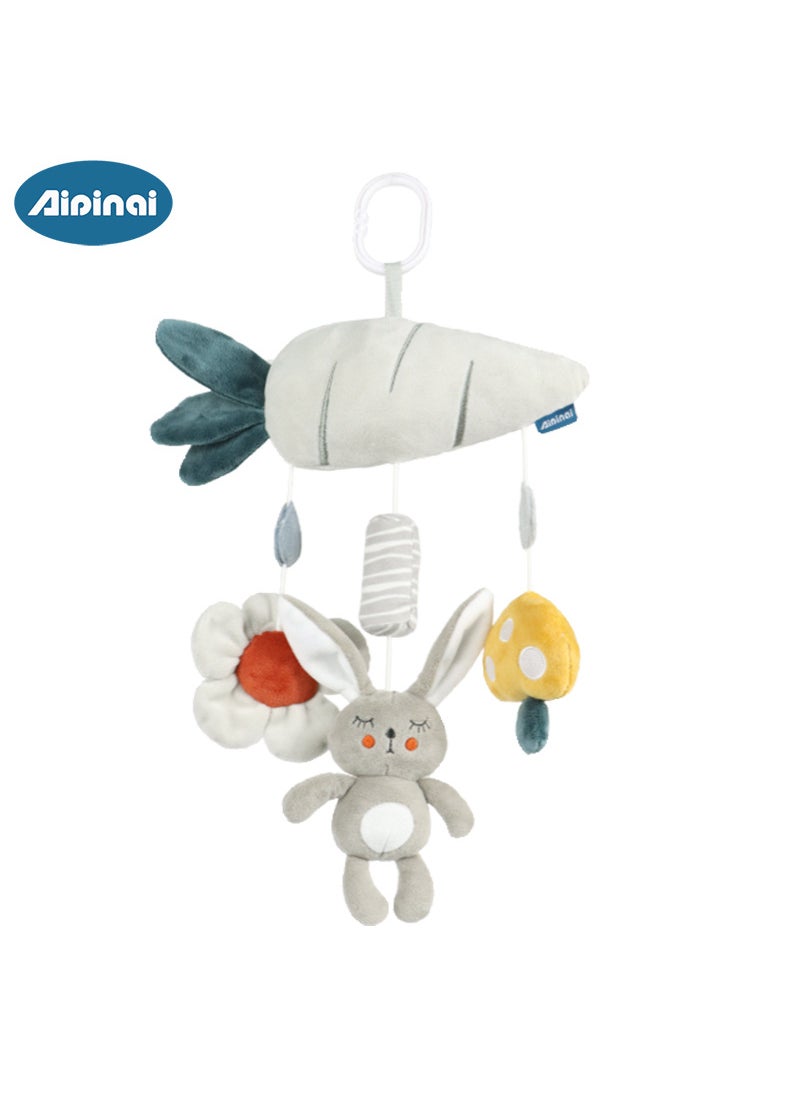 Aipinqi Newborn Baby Car Hanging Gray Animal Wind Chime Plush Toy Gray Rabbit Radish Car Hanging