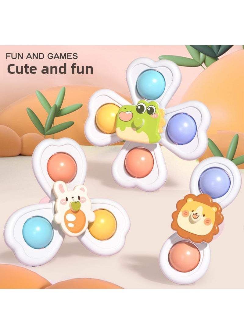 Infant Spin Rattle Toy 0-6 Months Cartoon Suction Super cute gyro turn music [three-piece set]]