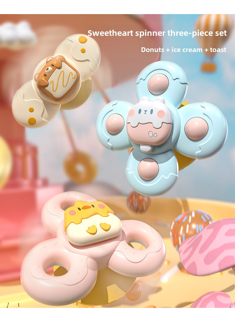 Infant Spin Rattle Toy 0-6 Months Cartoon Suction [Donut Ice Cream Toast] Sucker Turnaround Music Three-piece Bag