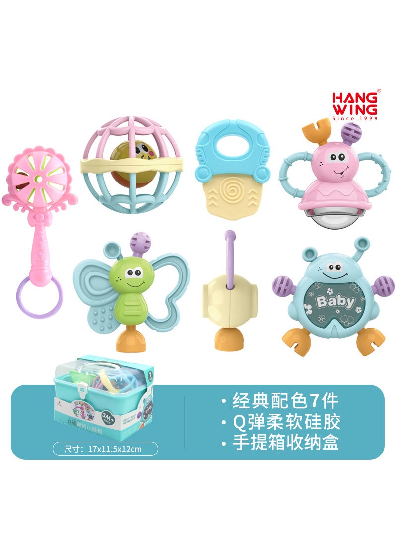 Baby Rattle Toy Set for Newborns 0-1 YearClassic 7-piece set-Chinese card storage box-Green Classic 7-piece set-Chinese card storage box-Green