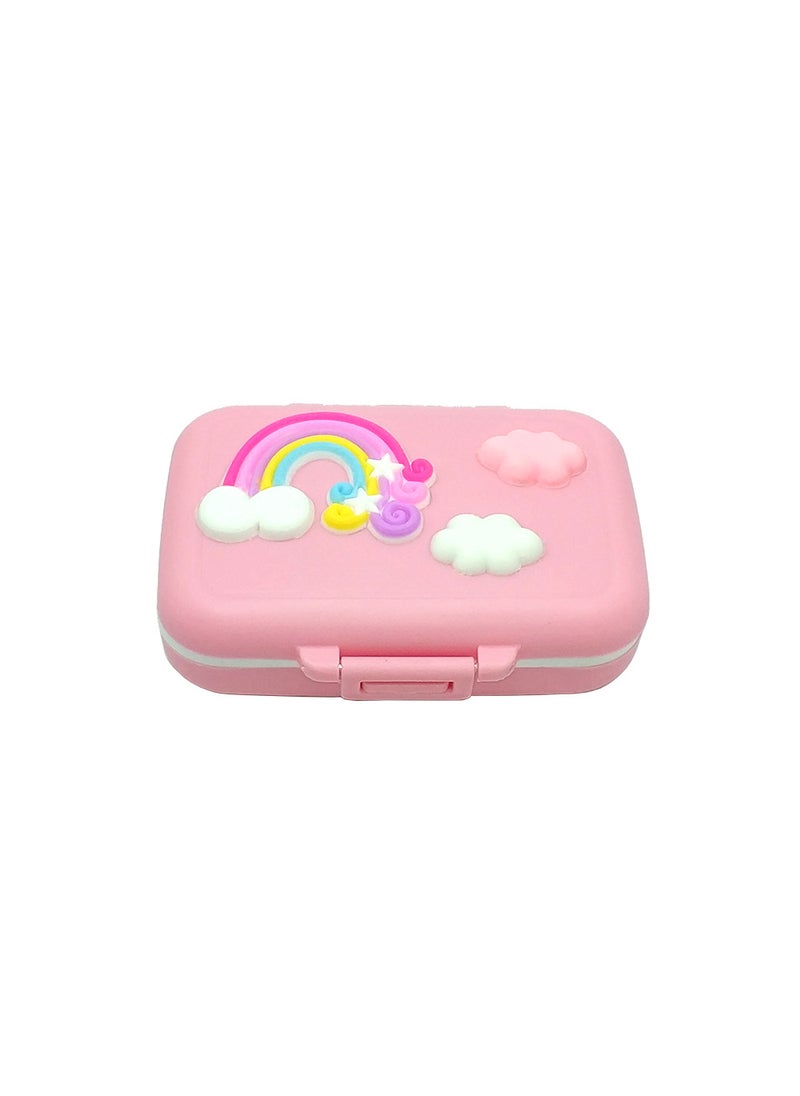 Silicone Rainbow Baby Tooth Box with Tweezers Pink