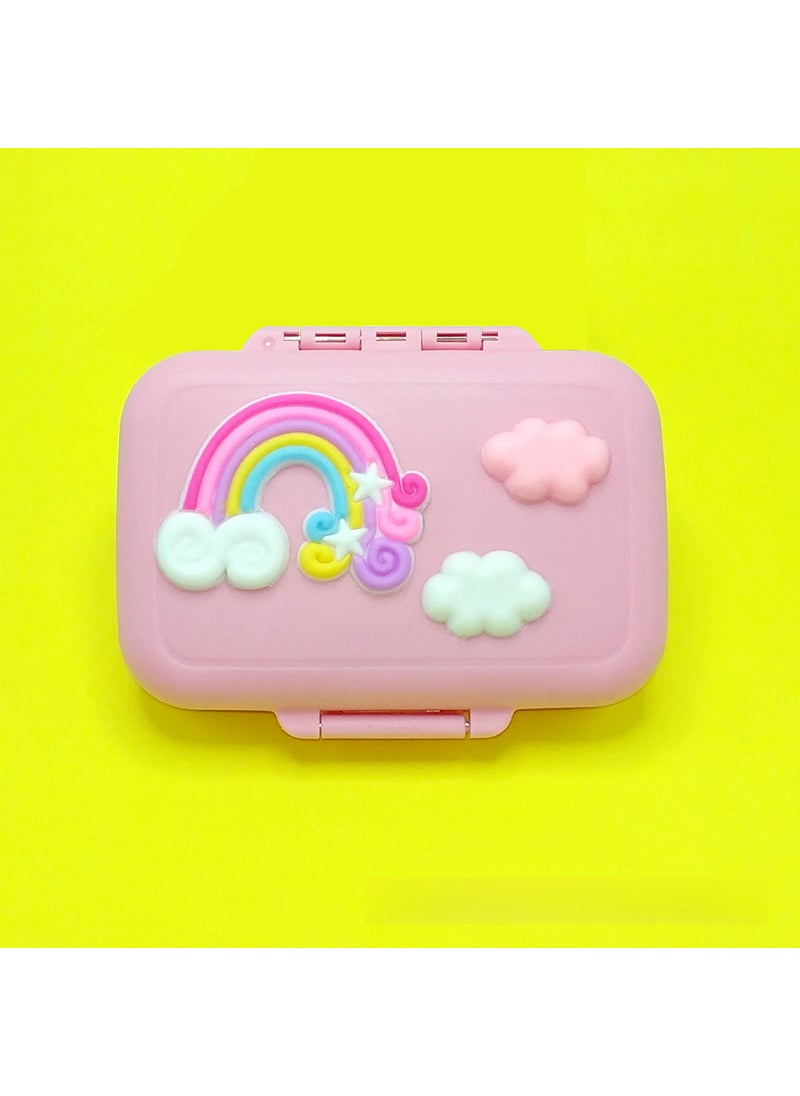 Silicone Rainbow Baby Tooth Box with Tweezers Pink