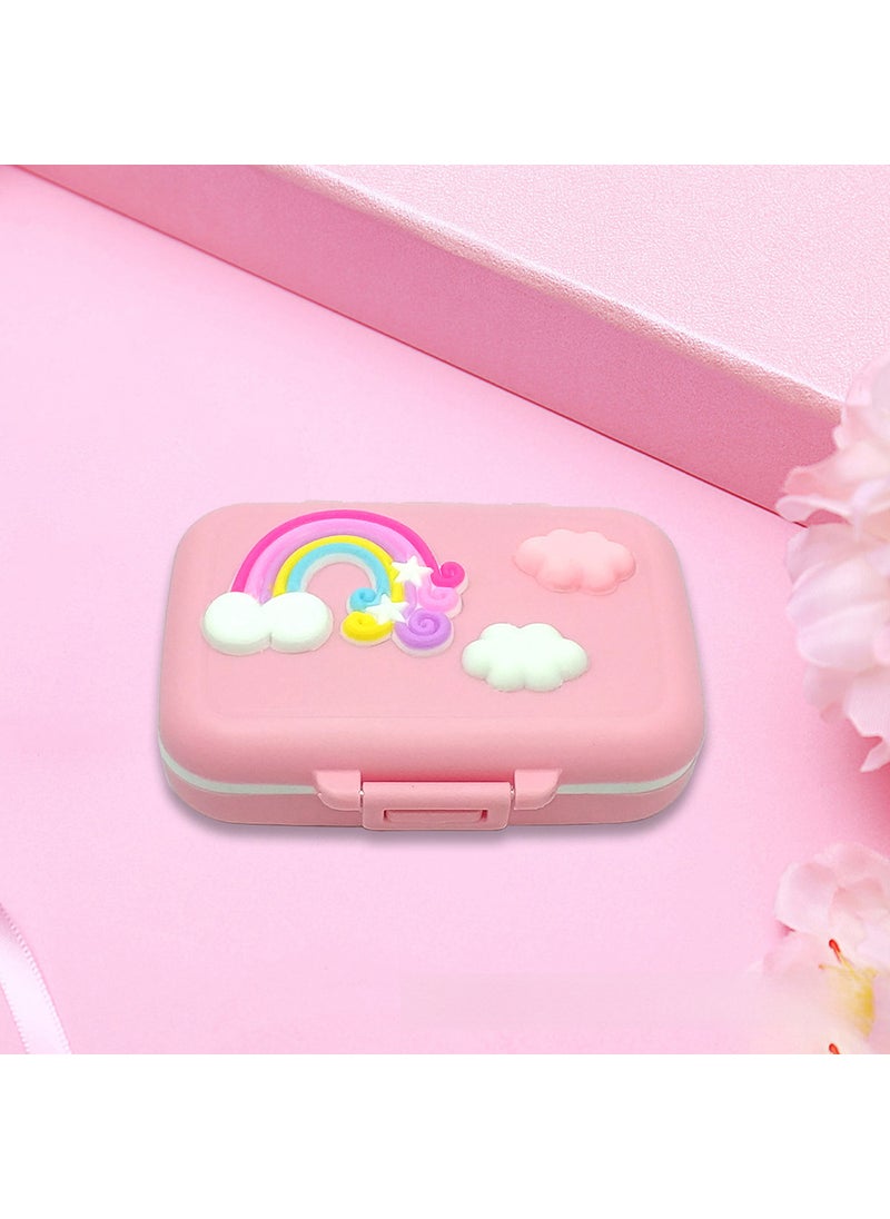 Silicone Rainbow Baby Tooth Box with Tweezers Pink