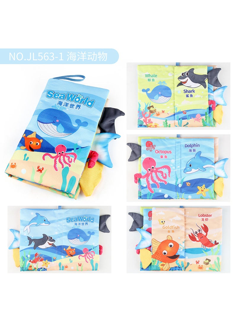 Early Education Baby 3D Fabric BookNO.JL563-1 Marine Animals Chinese and English Tail Cloth Book 37.4g NO.JL563-1 Marine Animals Chinese and English Tail Cloth Book 37.4g