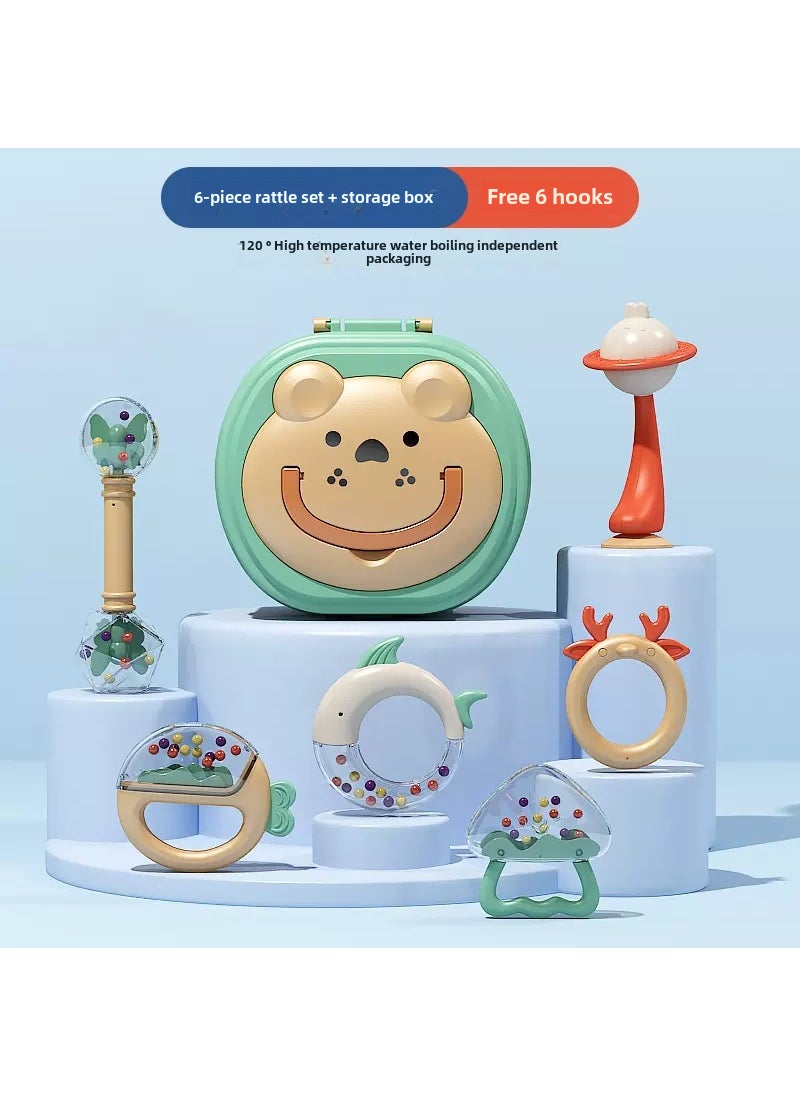 Infant Teether Rattle Toy 0-6 MonthsTooth Gel/Rattle❤6-piece set [complimentary storage box + drain rack]] Tooth Gel/Rattle❤6-piece set [complimentary storage box + drain rack]]