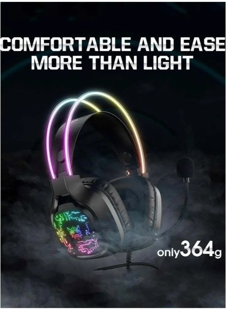 NEW X22 Over-Ear Gaming Headset with Microphone – Wired RGB Stereo Headphones for PS4, PS5, Xbox One, Xbox Series, Nintendo Switch, and PC (Black)