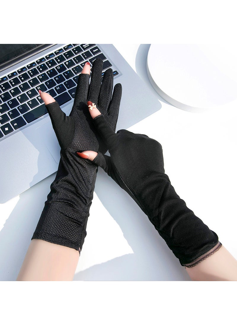 Breathable Cotton Sun-Resistant Gloves Black