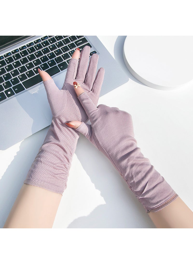 Breathable Cotton Sun-Resistant Gloves Bean paste purple