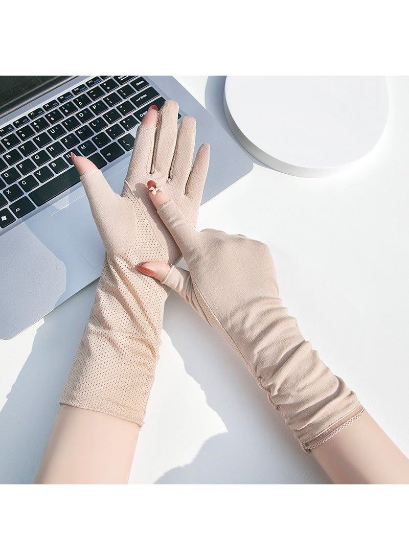 Breathable Cotton Sun-Resistant Gloves Skin color