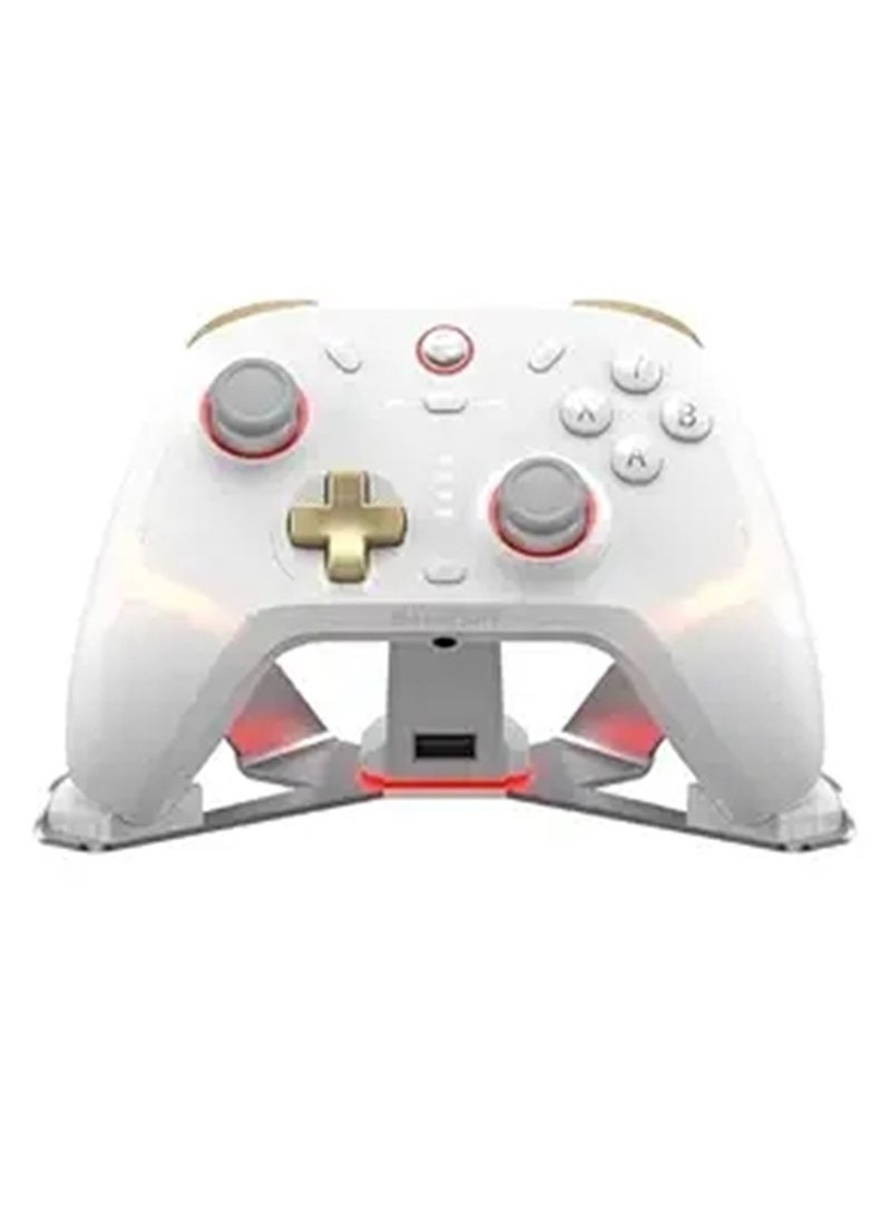 Professional Wireless Gamepad GameSir Cyclone 2 Game Controller for PC / Steam / Switch / Android / iOS with RGB Lamp Wireless Audio Hall Linear Trigger and Micro Trigger Switch Six-Axis Gyroscope Aluminium Alloy Charging Dock White