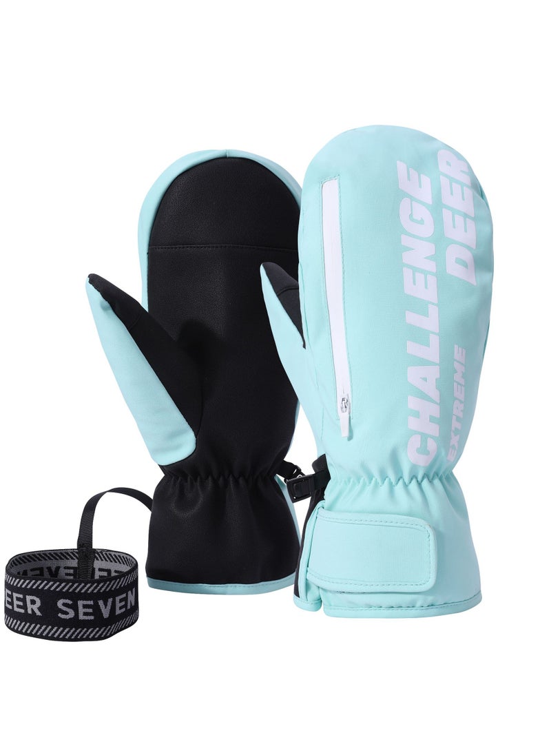 Winter Ski Gloves Warm Waterproof Touchscreen Men Women Water cyan