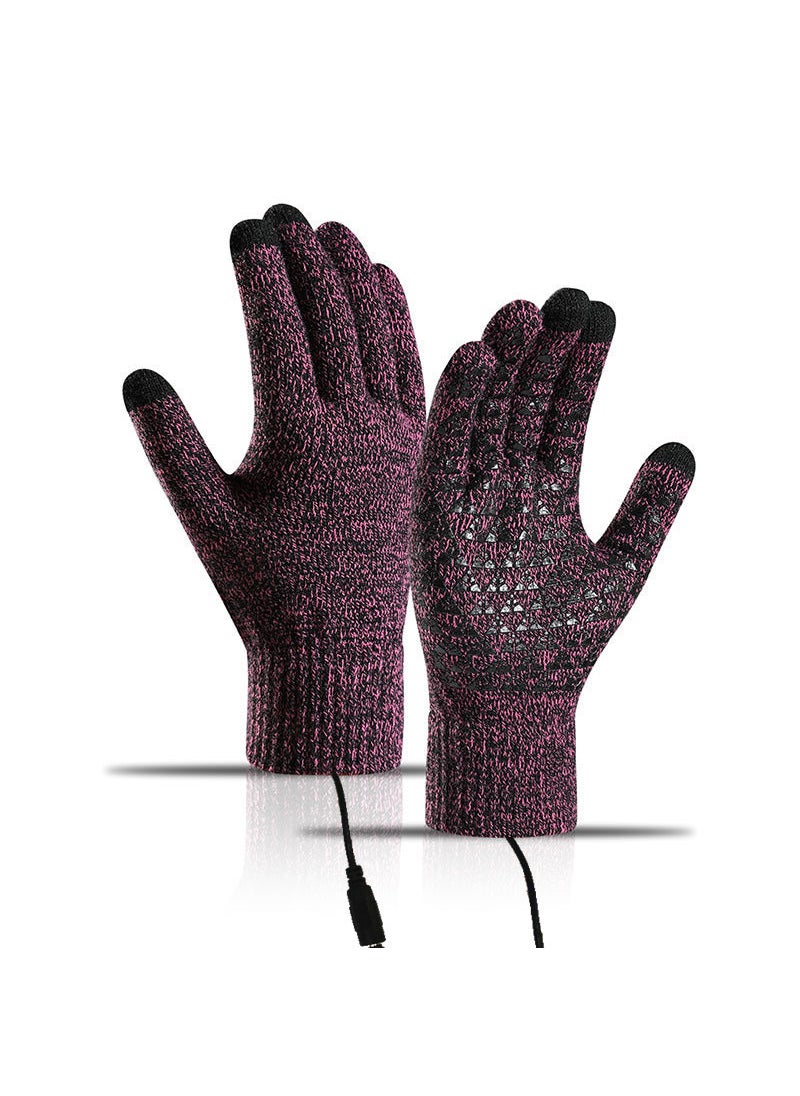 usb heating charging heating electric heating gloves student Internet writing Game warm thickened heating full finger gloves USB Rose Red