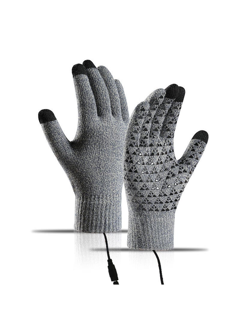 usb heating charging heating electric heating gloves student Internet writing Game warm thickened heating full finger gloves usb light gray