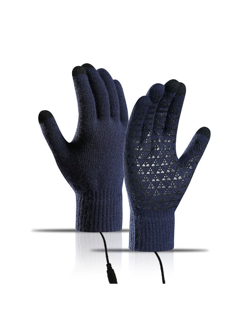 usb heating charging heating electric heating gloves student Internet writing Game warm thickened heating full finger gloves usb navy blue