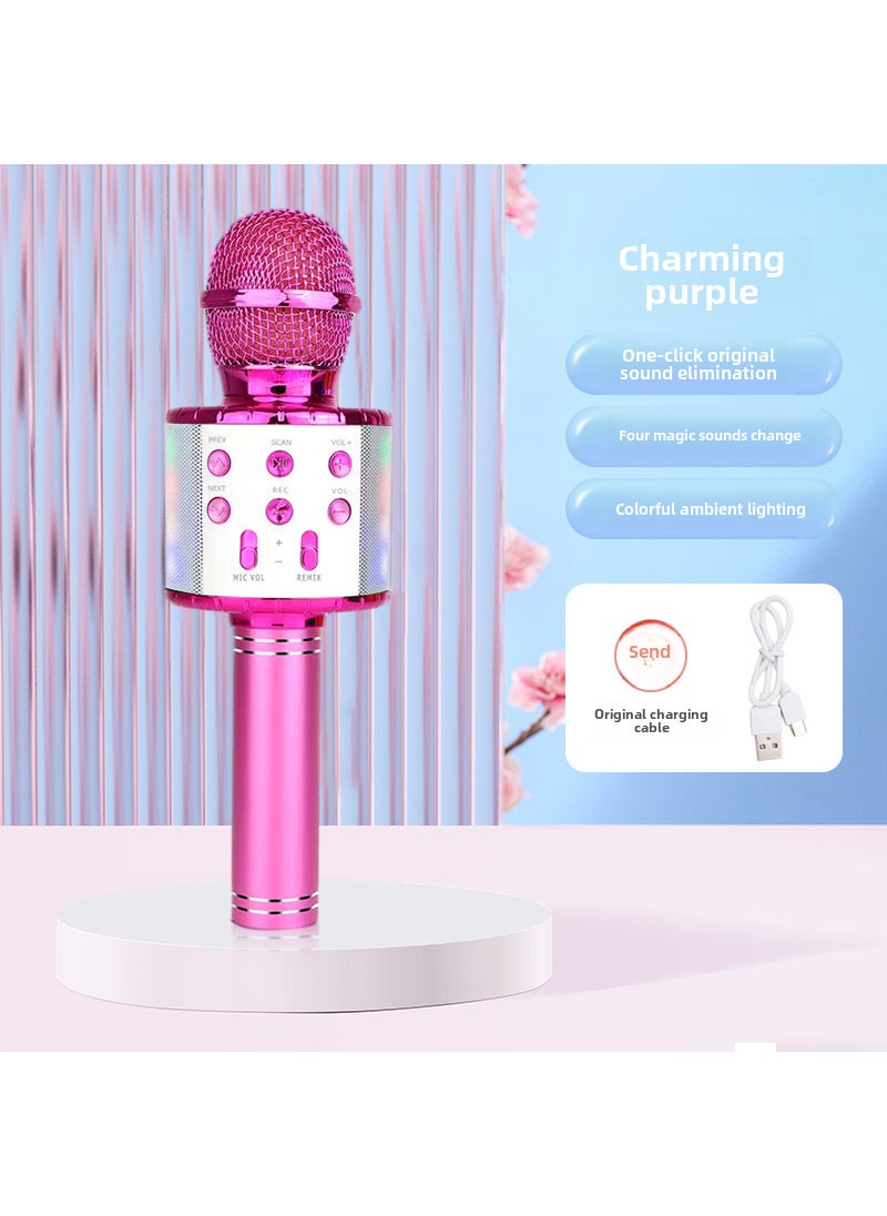 New WS-858L mobile phone kgebao microphone wireless home microphone Bluetooth microphone comes with audio integration Charm Purple