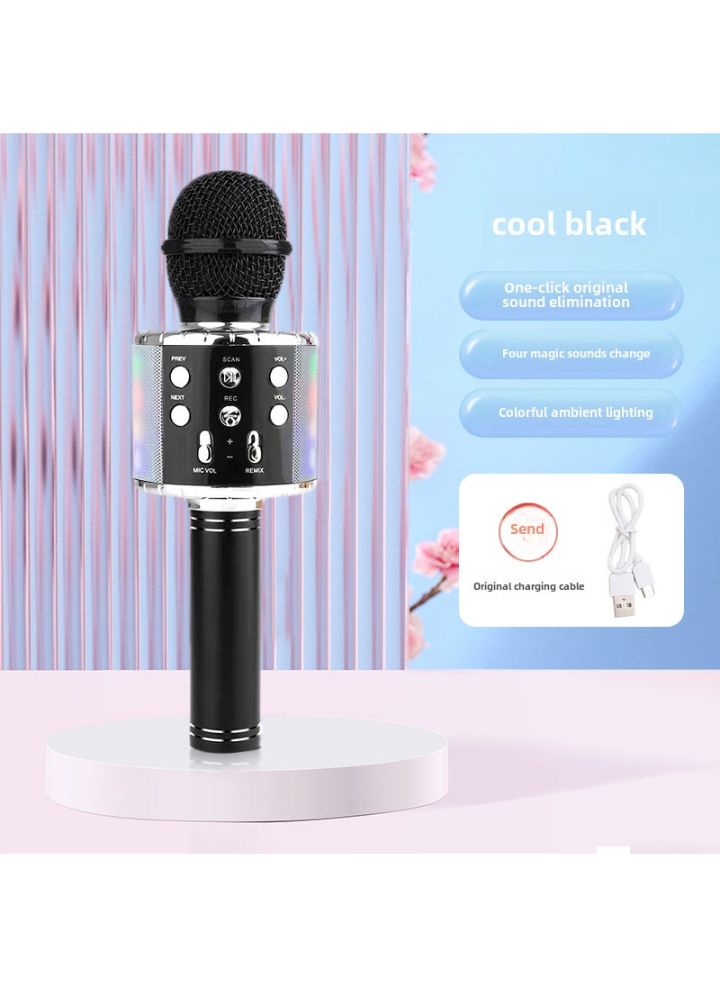 New WS-858L mobile phone kgebao microphone wireless home microphone Bluetooth microphone comes with audio integration Cool black