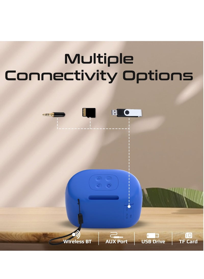 Bluetooth Speaker, 5W True Wireless IPX4 Water Resistant Portable Speaker with HD Sound, Long 24H Playtime, USB Flash Port, AUX Port and TF Card Slot for iPhone 16, iPad, S25, Mood - Blue