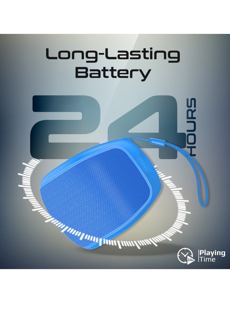 Bluetooth Speaker, 5W True Wireless IPX4 Water Resistant Portable Speaker with HD Sound, Long 24H Playtime, USB Flash Port, AUX Port and TF Card Slot for iPhone 16, iPad, S25, Mood - Blue