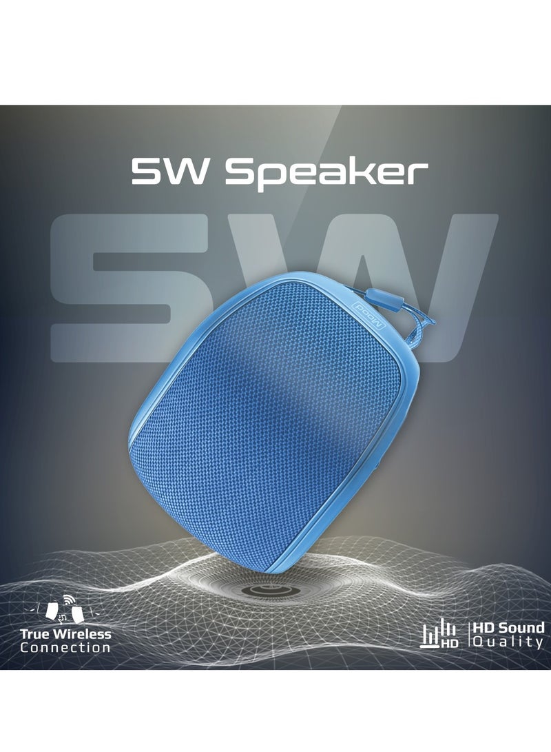 Bluetooth Speaker, 5W True Wireless IPX4 Water Resistant Portable Speaker with HD Sound, Long 24H Playtime, USB Flash Port, AUX Port and TF Card Slot for iPhone 16, iPad, S25, Mood - Blue