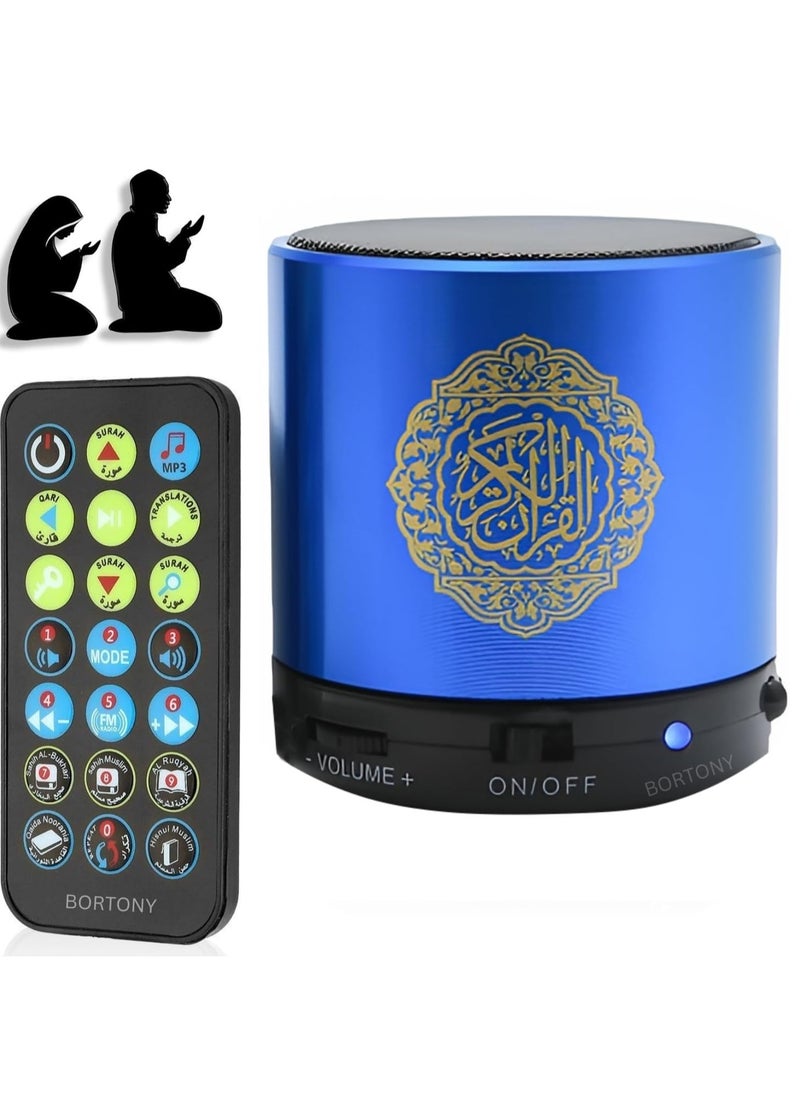 SQ200 Portable Bluetooth Quran Speaker – 8GB MP3 Player with Remote Control, FM Radio, and Quran Translation (Blue)