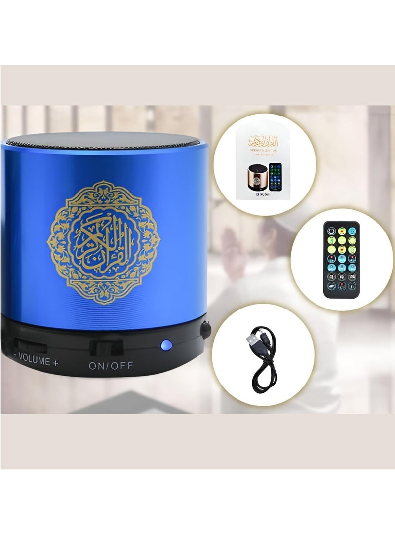 SQ200 Portable Bluetooth Quran Speaker – 8GB MP3 Player with Remote Control, FM Radio, and Quran Translation (Blue)