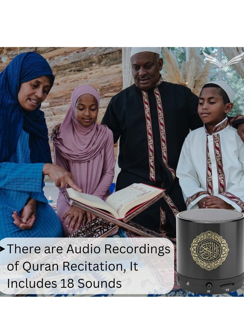 SQ200 Portable Bluetooth Quran Speaker – 8GB MP3 Player with Remote Control, FM Radio, and Quran Translation (Black)