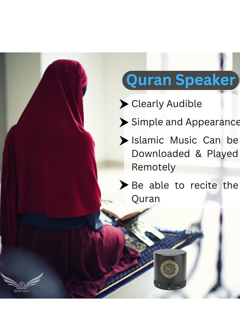 SQ200 Portable Bluetooth Quran Speaker – 8GB MP3 Player with Remote Control, FM Radio, and Quran Translation (Black)