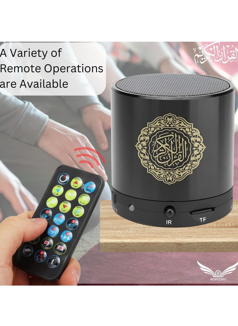 SQ200 Portable Bluetooth Quran Speaker – 8GB MP3 Player with Remote Control, FM Radio, and Quran Translation (Black)