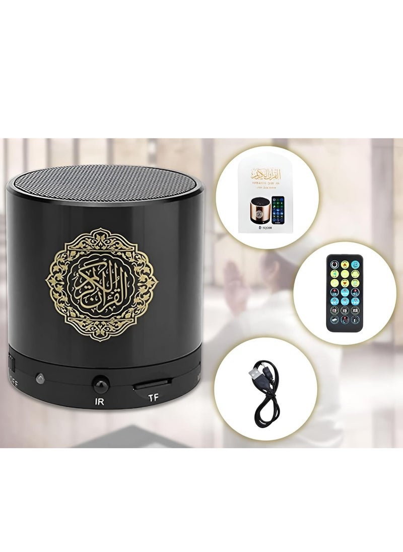 SQ200 Portable Bluetooth Quran Speaker – 8GB MP3 Player with Remote Control, FM Radio, and Quran Translation (Black)