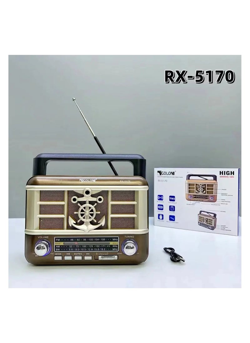 wooden retro style radio RX-5170 portable rechargeable desktop vintage wooden TWS FM AM SW BAND RADIO Speaker