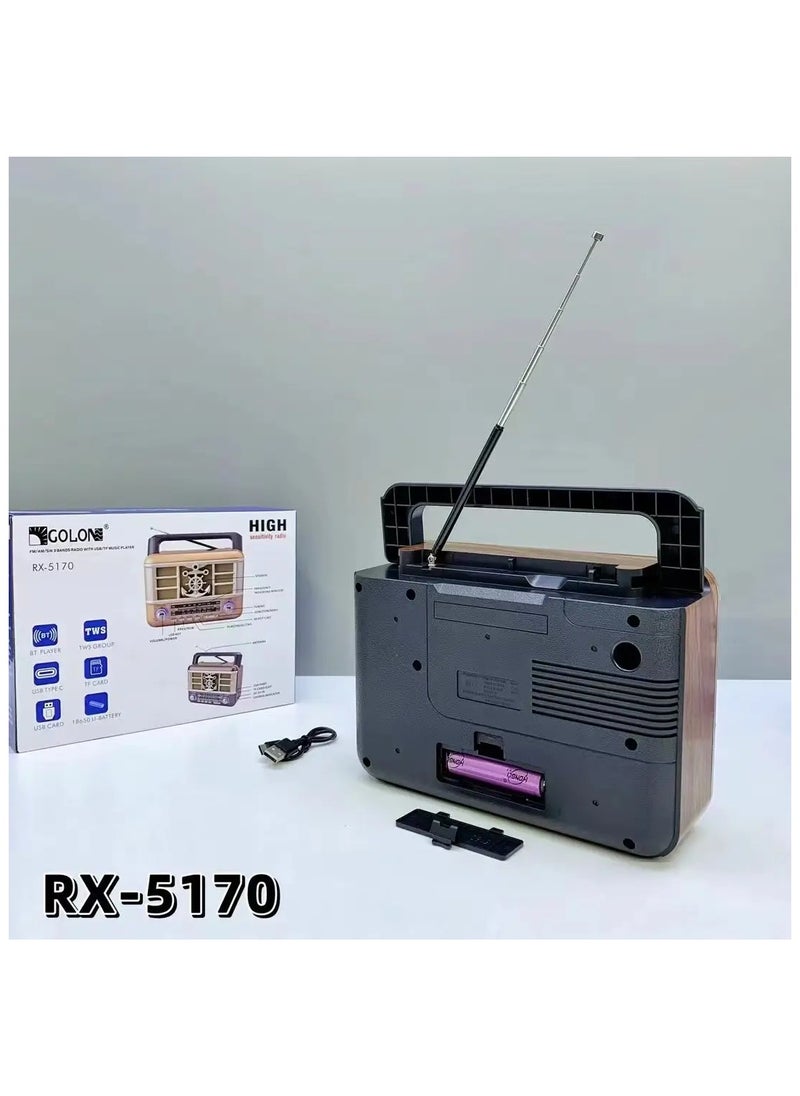 wooden retro style radio RX-5170 portable rechargeable desktop vintage wooden TWS FM AM SW BAND RADIO Speaker