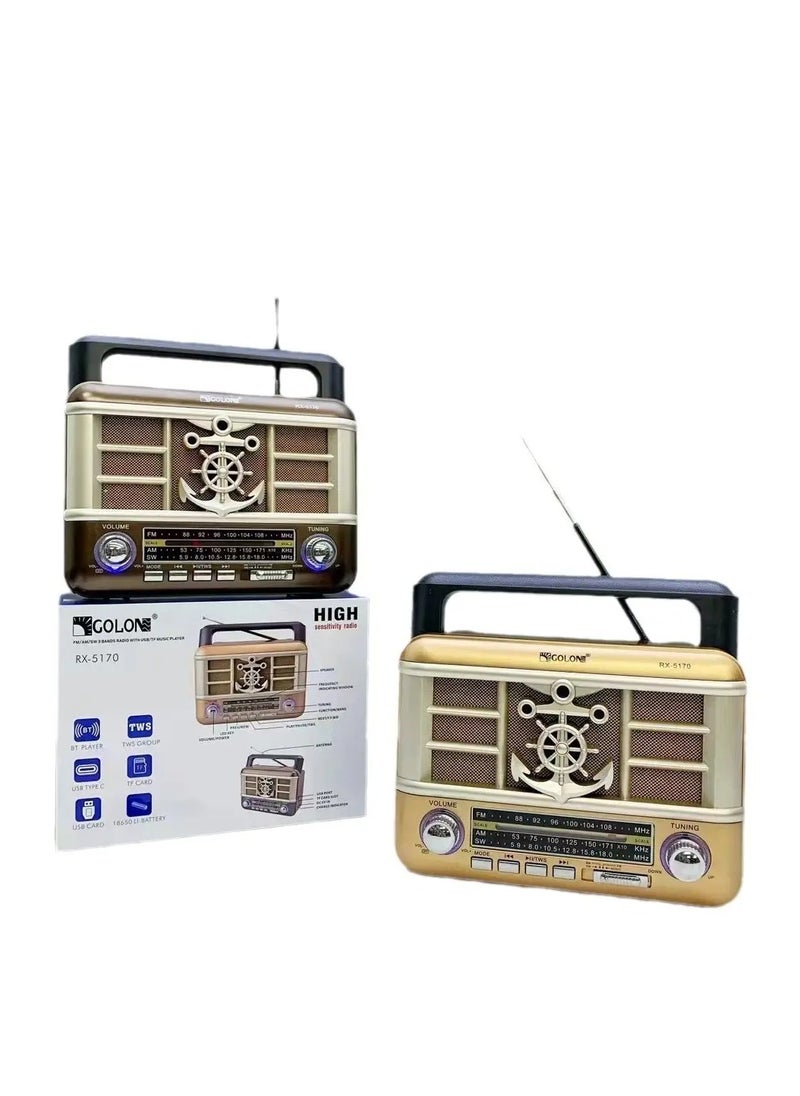 wooden retro style radio RX-5170 portable rechargeable desktop vintage wooden TWS FM AM SW BAND RADIO Speaker