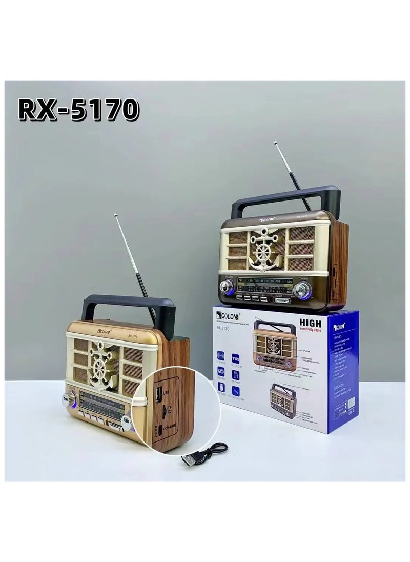 wooden retro style radio RX-5170 portable rechargeable desktop vintage wooden TWS FM AM SW BAND RADIO Speaker