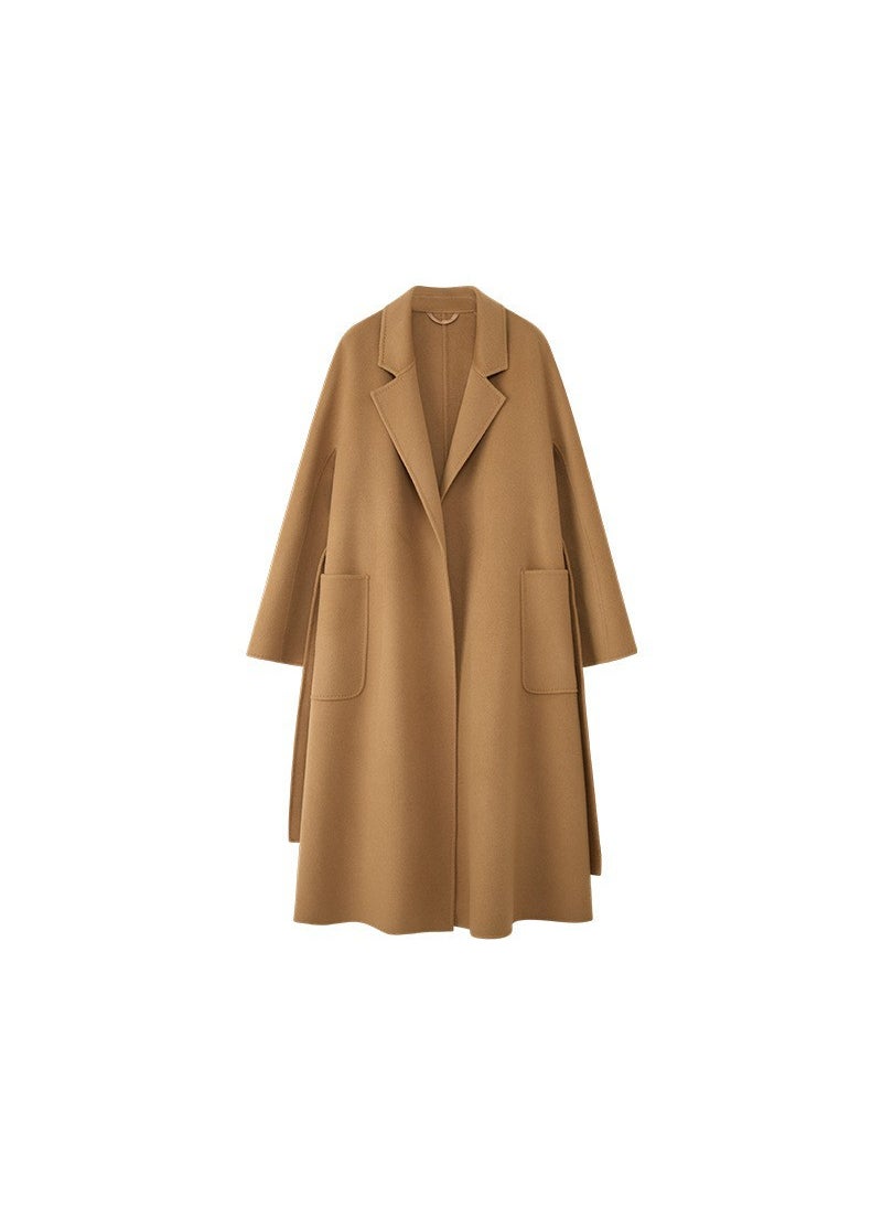 [Original] M labbro bathrobe double-sided cashmere coat womens autumn and winter long lace-up high-grade woolen coat Classic camel