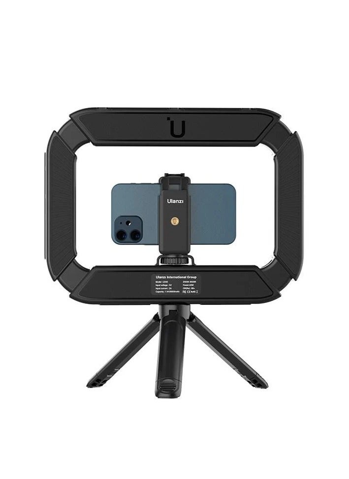 ULANZI U200 Ring Light Smartphone Video Rig with Phone Holder & Built-in 8000mAh Power Bank for Selfie Light, Makeup, Vlogging, Filmmaking Live Steam Tiktok YouTube Video Recording