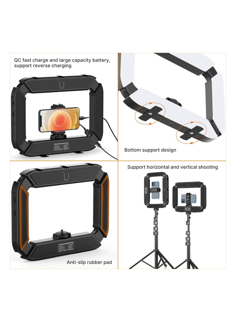 ULANZI U200 Ring Light Smartphone Video Rig with Phone Holder & Built-in 8000mAh Power Bank for Selfie Light, Makeup, Vlogging, Filmmaking Live Steam Tiktok YouTube Video Recording